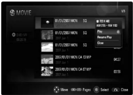 LG BD300 - Valgmuligheder i menuen MOVIE - 1