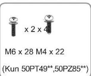 x 2 x 4 M6 x 28 M4 x 22 (Kun 50PT49**,50PZ85**)
