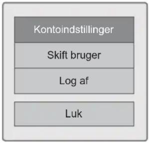 Kontoindstillinger Skift bruger Log af Luk