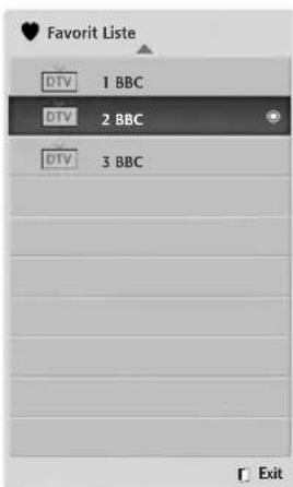 Favorite Liste DTV 1 BBC DTV 2 BBC DTV 3 BBC Exit