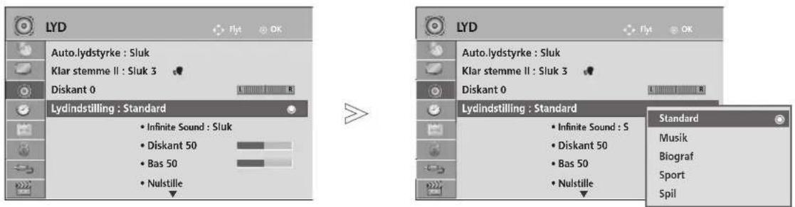 LG 50PJ650 - FORVALG AF LYDINDSTILLINGER – SOUND MODE (LYDTILSTAND) - 1