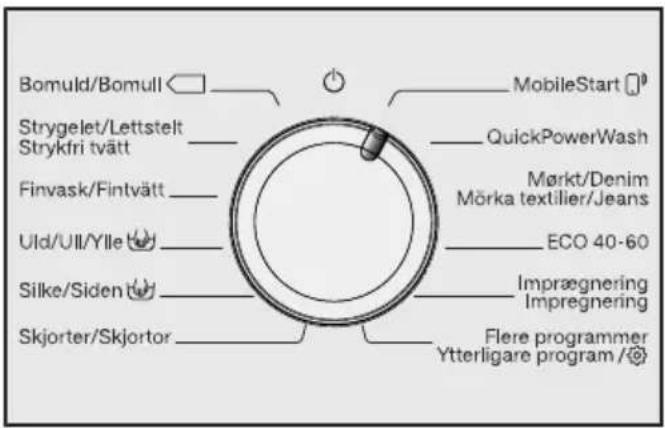 MIELE WWG 360 WCS - Valg af programmerne via programvælgerposition MobileStart☐) og Miele-appen. - 1