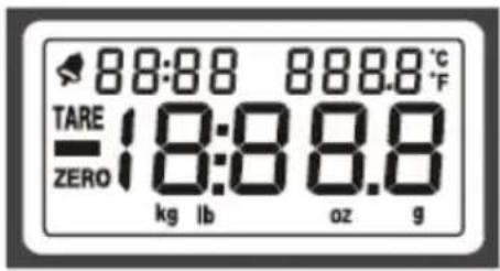 TARE ZERO 88:88 888.8 °C 18:88.8 kg lb oz g