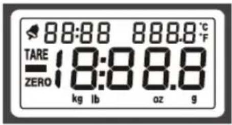 TARE ZERO 88:88 888.8 °C 18:88.8 kg lb oz g