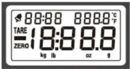 TARE ZERO 88:88 888.8 °C 18:88.8 kg lb oz g