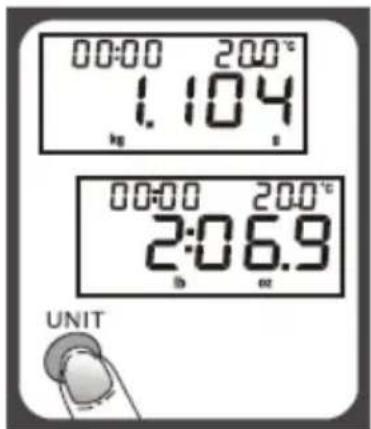 00:00 200°C 1.104 kg 00:00 200°C 2:06.9 lb oz UNIT