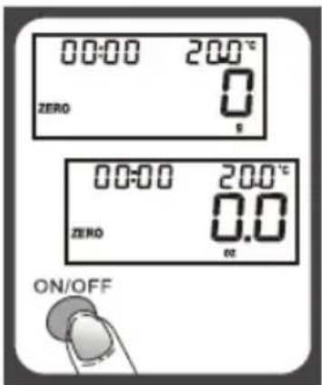 00:00 200°C ZERO 0 s 00:00 200°C ZERO 0.0 on/OFF