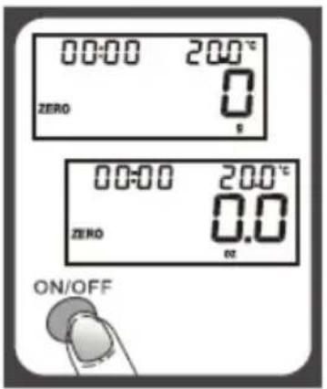 00:00 200°C ZERO 0 s 00:00 200°C ZERO 0.0 ON/OFF