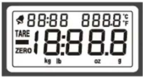 TARE ZERO 88:88 888.8 °C 18:88.8 kg lb oz g