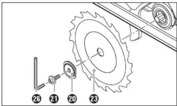 Technical diagram showing mechanical assembly with numbered components and gear mechanism