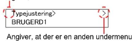 Typejustering> BRUGERD1 Angiver, at der er en anden undermenu