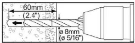 60mm (2.4") Ø 8mm (Ø 5/16")