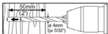 50mm (2') Ø 4mm (Ø 5/32")