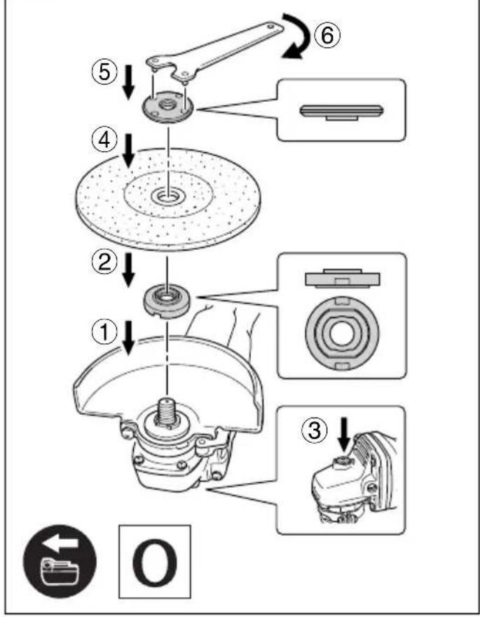 Technical diagram showing mechanical assembly steps with numbered instructions and component illustrations