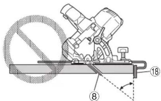 Technical diagram of a mechanical device with labeled parts and directional arrows, including a circular component and numbered parts 8 and 18.