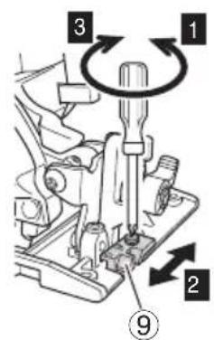 Technical diagram showing mechanical assembly with numbered components and directional arrows indicating motion or movement.
