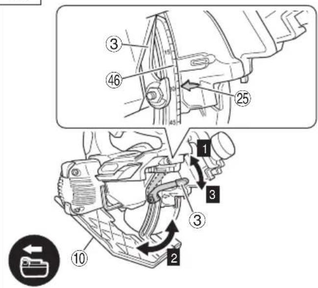 Technical diagram showing mechanical assembly steps with numbered components and directional arrows indicating motion or movement.