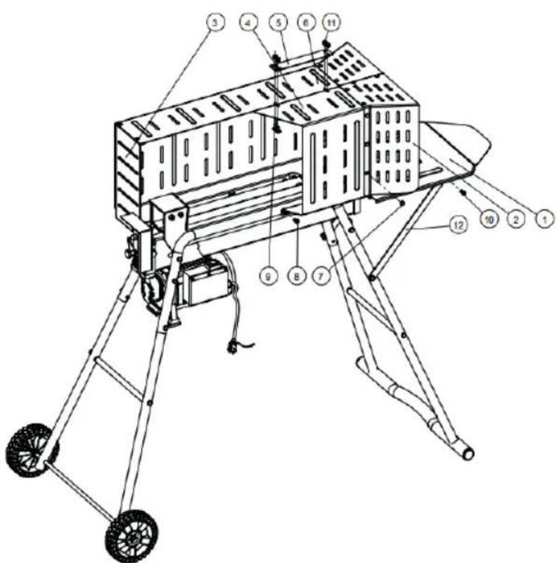 Technical diagram of a tracked vehicle with numbered components for identification