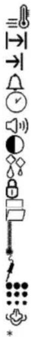 Collection of icons representing various functions or symbols, including arrows, bell, speaker, lock, and control points.