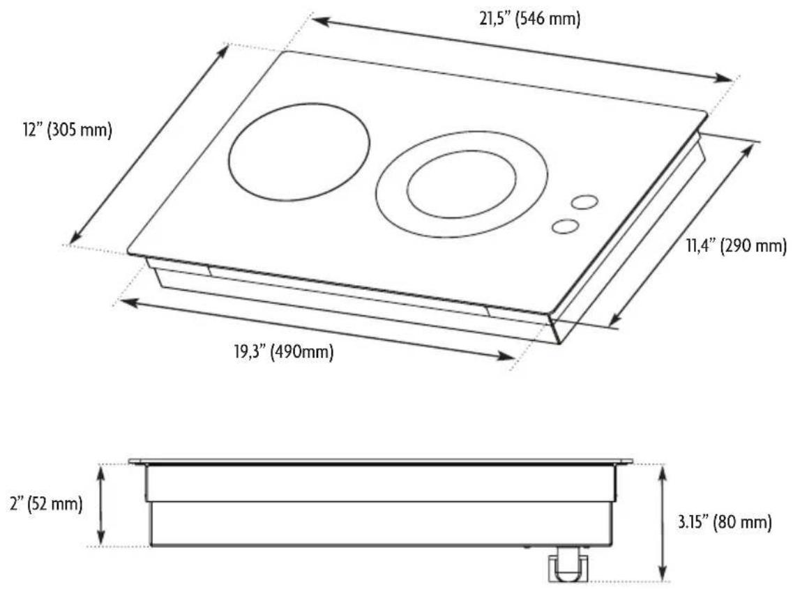 21,5" (546 mm) 12" (305 mm) 11,4" (290 mm) 19,3" (490mm) 2" (52 mm) 3.15" (80 mm)