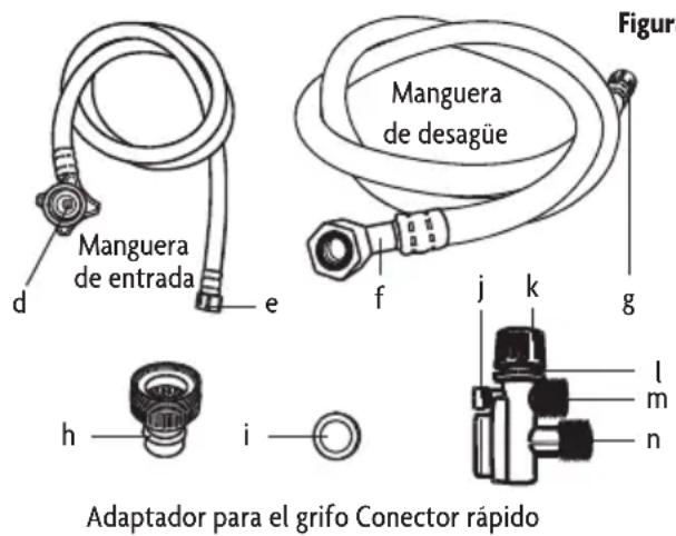 Manguera de entrada Manguera de desagüe Adaptador para el grifo Conector rápido