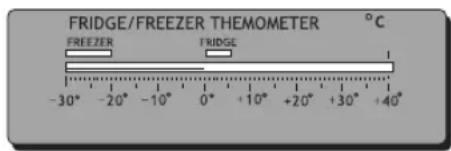 FRIDGE/FREEZER THEMOMETER °C FREEZER FRIDGE -30° -20° -10° 0° +10° +20° +30° +40°