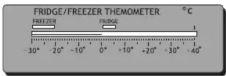 FRIDGE/FREEZER THEMOMETER °C FREEZER FRIDGE 1 -30° -20° -10° 0° +10° +20° -30° -40°