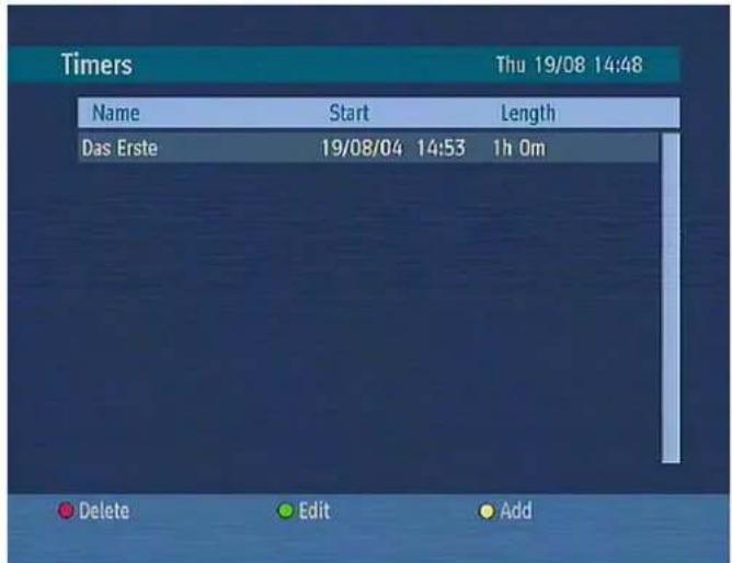 Timers Thu 19/08 14:48 Name Start Length Das Erste 19/08/04 14:53 1h 0m Delete Edit Add