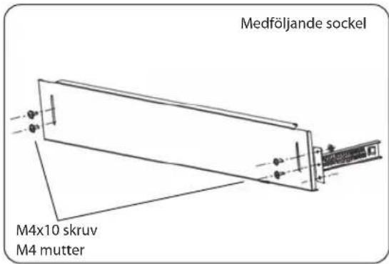 Medföljande sockel M4x10 skruv M4 mutter