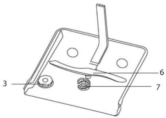 Technical diagram of a mechanical component with numbered parts labeled 3, 6, and 7