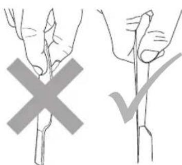 Diagram illustrating two methods of removing a plant stem, marked with X and ✓ symbols indicating removal or check.