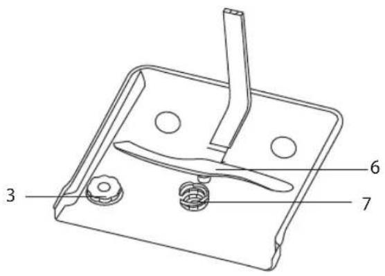 Technical diagram of a mechanical component with numbered parts labeled 3, 6, and 7