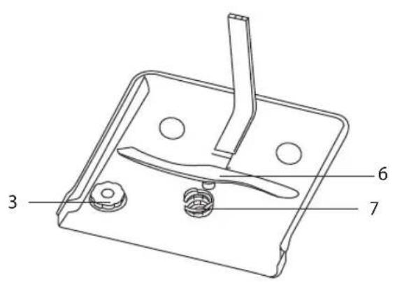 Technical diagram of a mechanical component with numbered parts labeled 3, 6, and 7