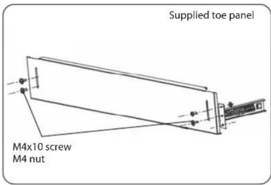 Supplied toe panel M4x10 screw M4 nut