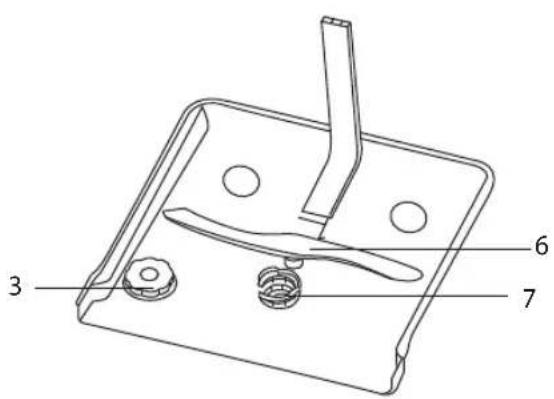 Technical diagram of a mechanical component with numbered parts labeled 3, 6, and 7