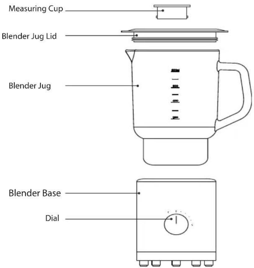 Measuring Cup Blender Jug Lid Blender Jug Blender Base Dial