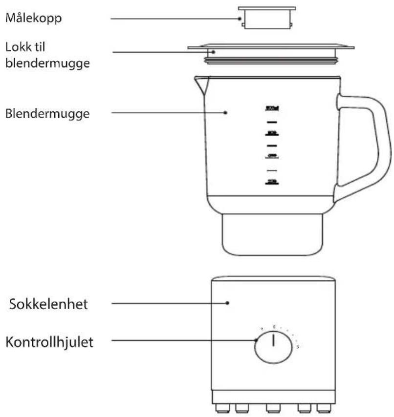 Målekopp Lokk til blendermugge Blendermugge Sokkelenhet Kontrollhjulet