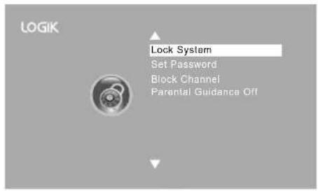 LOGIK Lock System Set Password Block Channel Parental Guidance Off