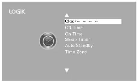 LOGIK Clock-- -- -- Off Time On Time Sleep Timer Auto Standby Time Zone
