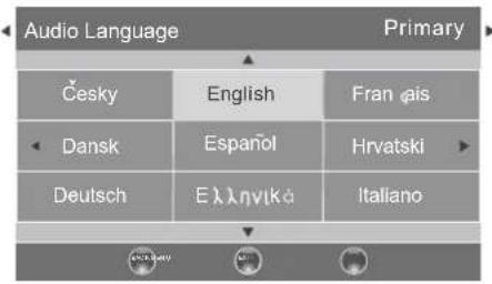 Audio Language Primary Česky English Français Dansk Espanöl Hrvatski Deutsch Eλληνικά Italiano