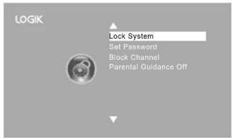 LOGIK Lock System Set Password Block Channel Parental Guidance Off
