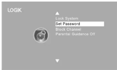 LOGIK Lock System Set Password Block Channel Parental Guidance Off