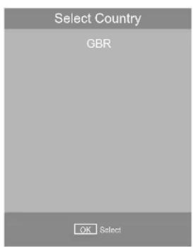 Select Country GBR OK Select