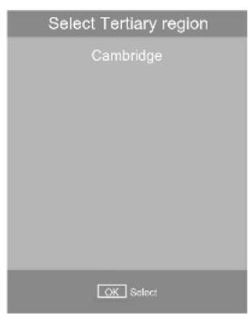 Select Tertiary region Cambridge OK Select