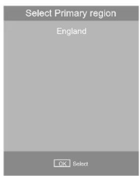 Select Primary region England OK Select