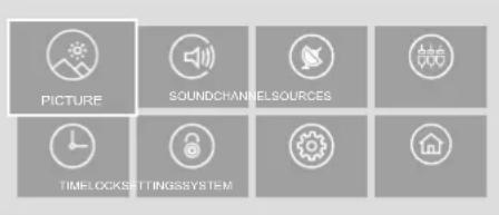 PICTURE SOUNDCHANNELSOURCES TIMELOCKSETTINGSYSTEM