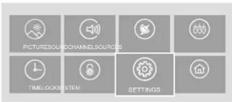 PICTURESOUNDCHANNELSOURCES TIMELOCKSYSTEM SETTINGS