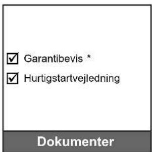 ✓ Garantibevis * ✓ Hurtigstartvejledning Dokumenter