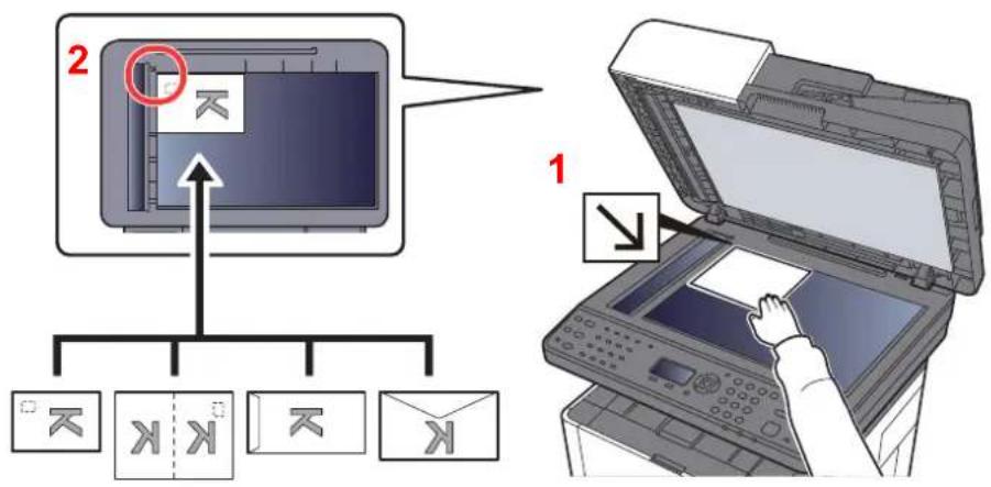 KYOCERA ECOSYS M2635dn - Når du lægger kuvert eller karton på glaspladen - 1