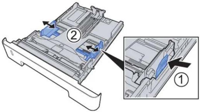 KYOCERA ECOSYS M2635dn - Indstil justeringsstyret for papirlængden til den relevante papirstørrelse. - 2